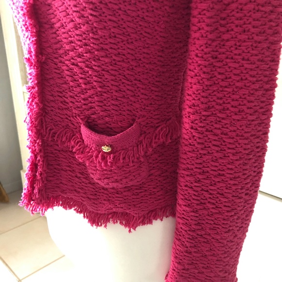 CACHE Pink Knit Jacket Sweater Cardigan Blazer Sz XS - Picture 11 of 13